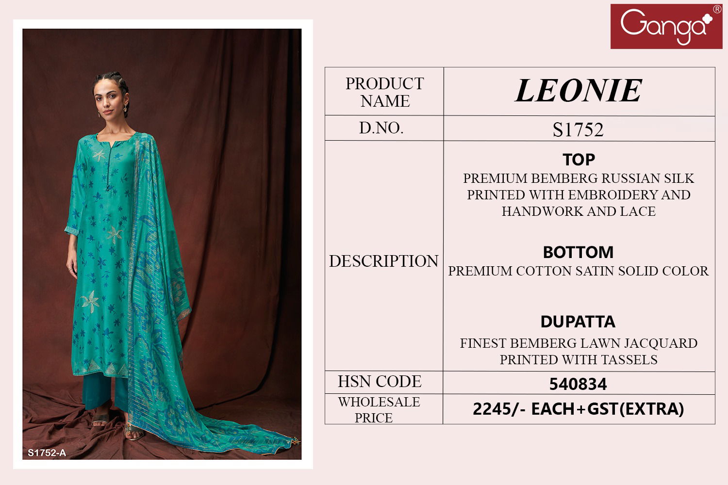 Leonie 1752 By Ganga Designer Salwar Suits Catalog